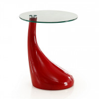 Manhattan Comfort ET003-RD Lava 19.7 in. Red Glass Top Accent Table
